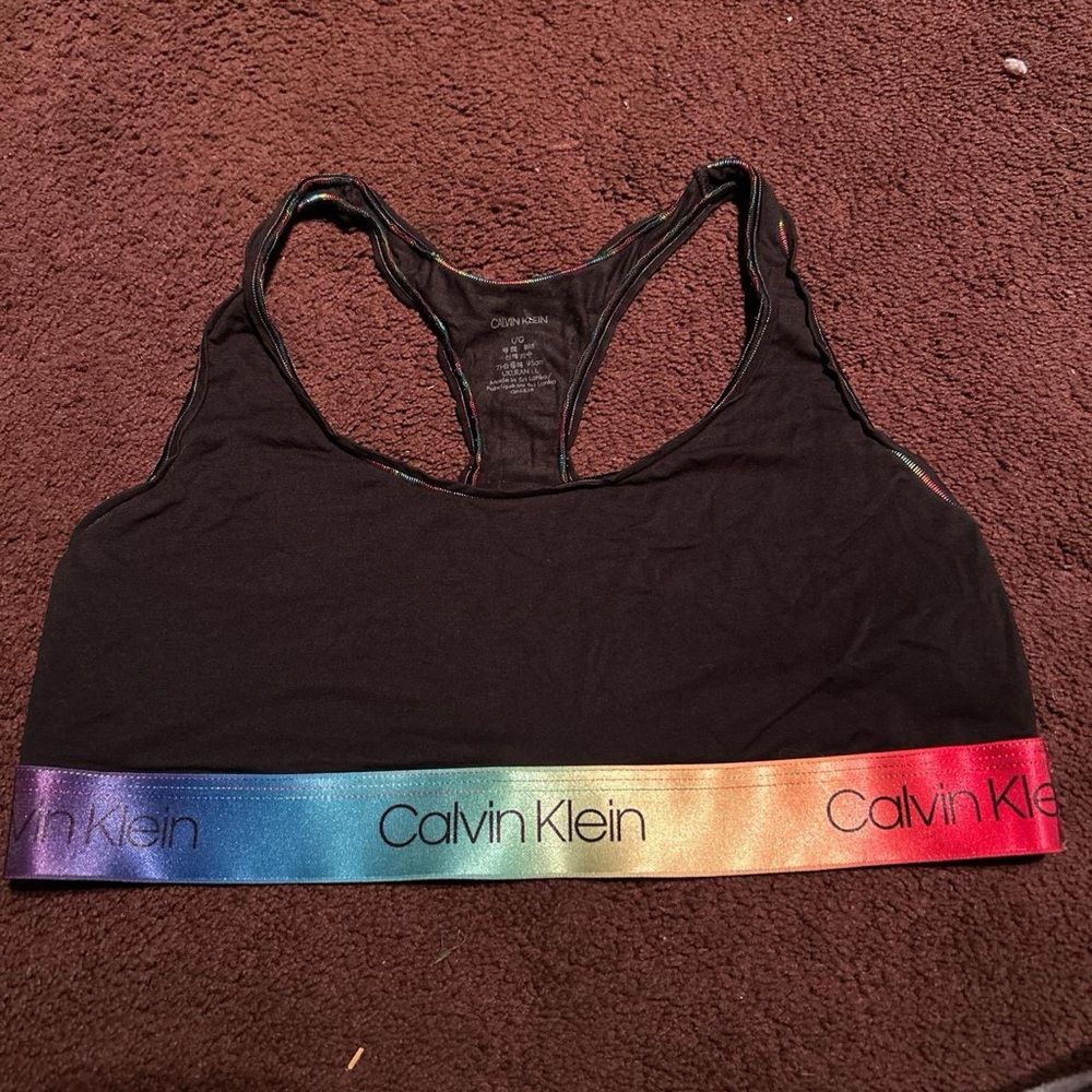 Calvin Klein Black Sports Bra with Multicolor Band